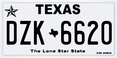 TX license plate DZK6620