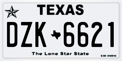 TX license plate DZK6621