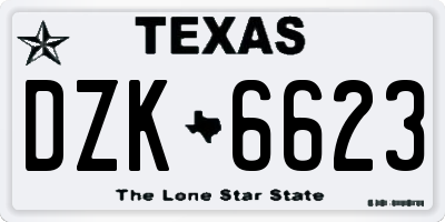 TX license plate DZK6623