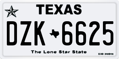 TX license plate DZK6625