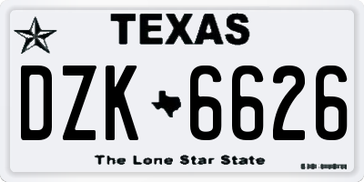 TX license plate DZK6626