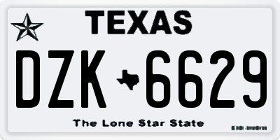 TX license plate DZK6629