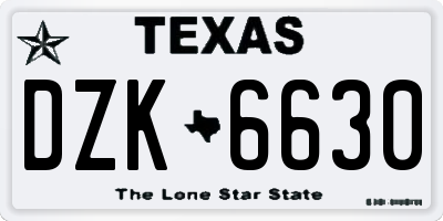 TX license plate DZK6630