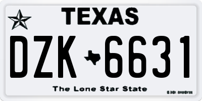 TX license plate DZK6631