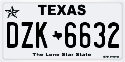 TX license plate DZK6632