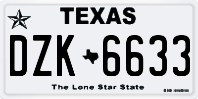 TX license plate DZK6633