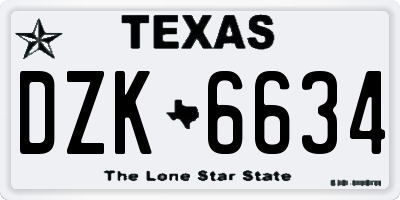 TX license plate DZK6634