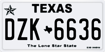TX license plate DZK6636