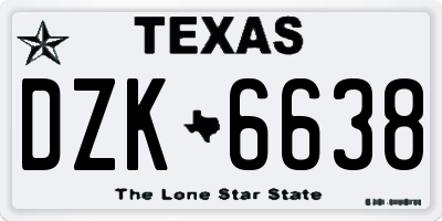 TX license plate DZK6638
