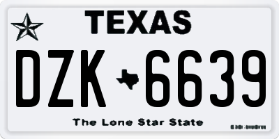 TX license plate DZK6639