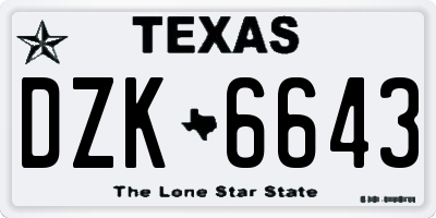 TX license plate DZK6643