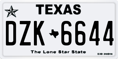 TX license plate DZK6644
