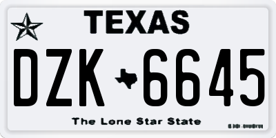 TX license plate DZK6645