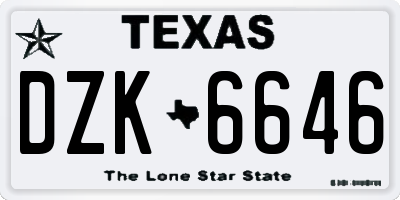 TX license plate DZK6646