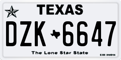TX license plate DZK6647