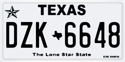 TX license plate DZK6648