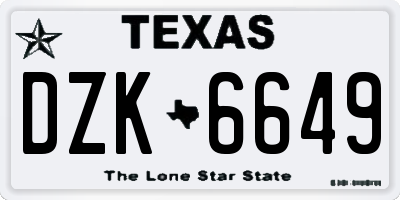 TX license plate DZK6649