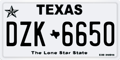 TX license plate DZK6650