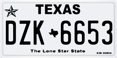 TX license plate DZK6653