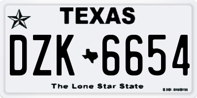 TX license plate DZK6654
