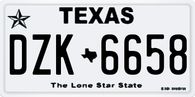 TX license plate DZK6658