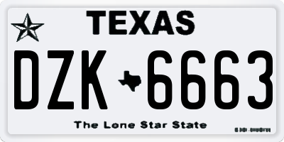 TX license plate DZK6663