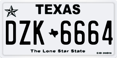 TX license plate DZK6664