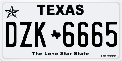 TX license plate DZK6665