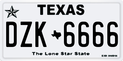 TX license plate DZK6666