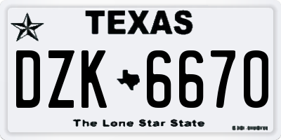 TX license plate DZK6670
