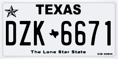 TX license plate DZK6671