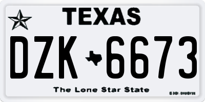 TX license plate DZK6673