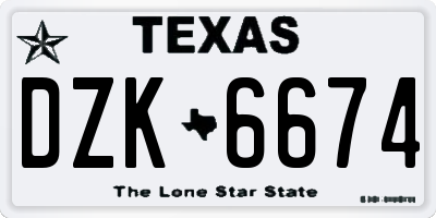 TX license plate DZK6674