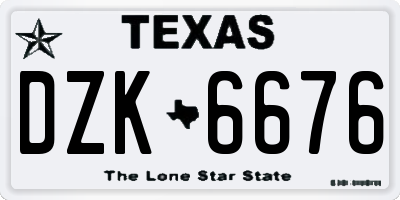 TX license plate DZK6676