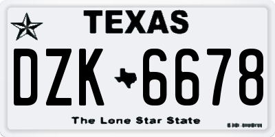 TX license plate DZK6678
