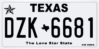 TX license plate DZK6681