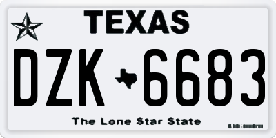 TX license plate DZK6683