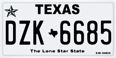 TX license plate DZK6685