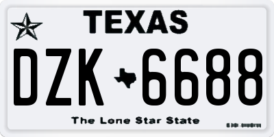 TX license plate DZK6688