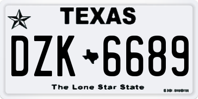 TX license plate DZK6689