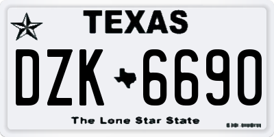 TX license plate DZK6690