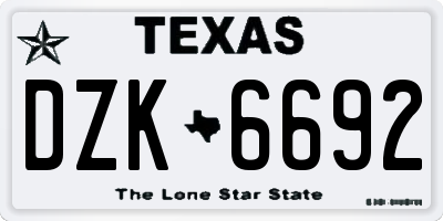 TX license plate DZK6692