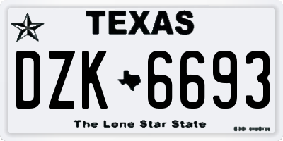 TX license plate DZK6693