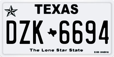 TX license plate DZK6694