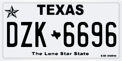 TX license plate DZK6696