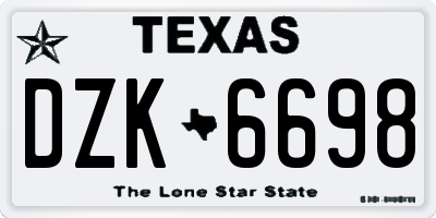 TX license plate DZK6698