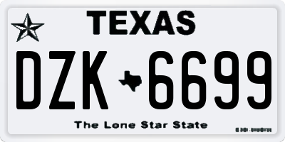 TX license plate DZK6699