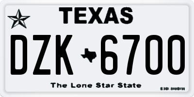TX license plate DZK6700