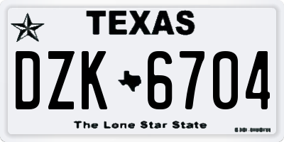 TX license plate DZK6704