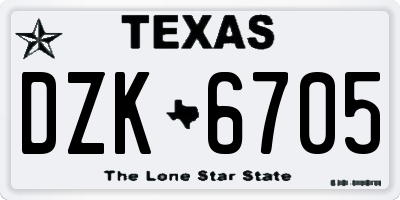 TX license plate DZK6705